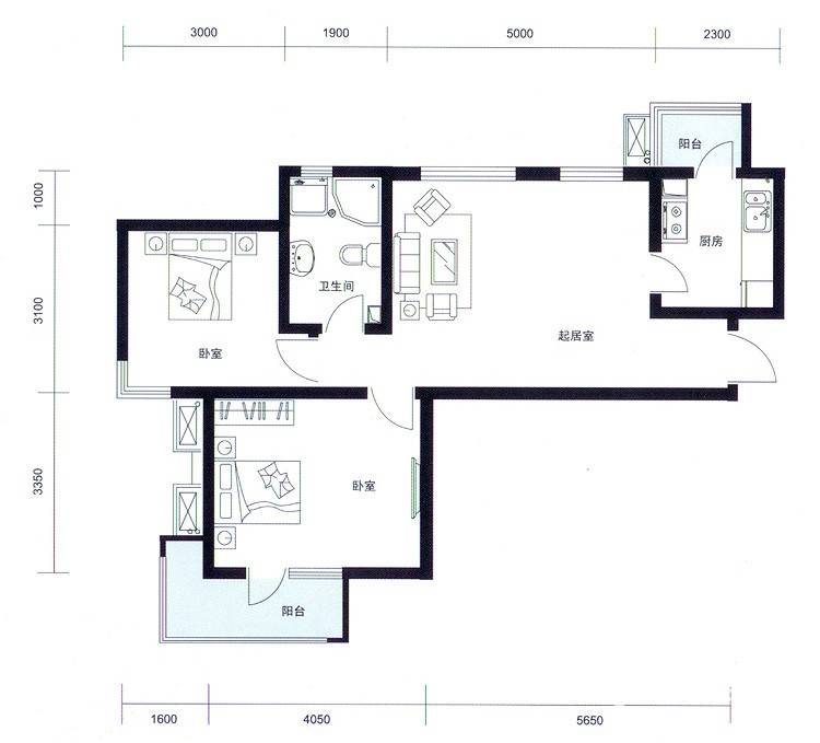 华城公邸普通住宅86㎡户型图