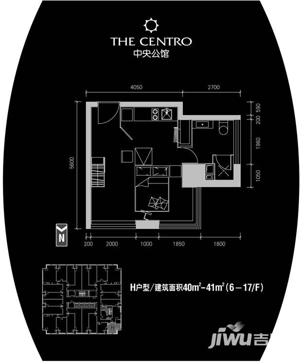 中央公馆普通住宅41㎡户型图