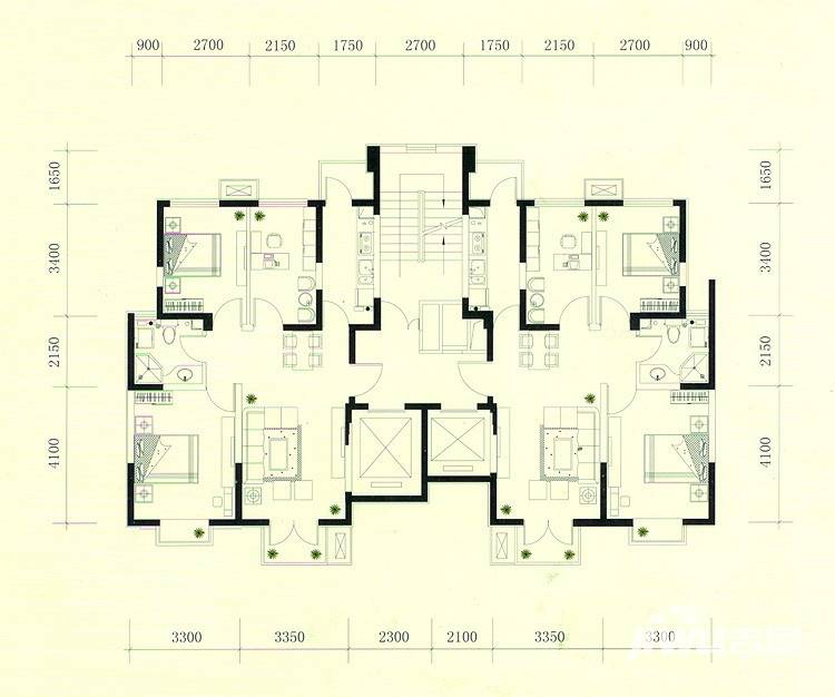 房信海景园3室2厅1卫户型图