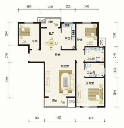 清谷清梅园别墅3室2厅2卫户型图