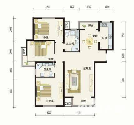 清谷清梅园别墅3室2厅2卫户型图