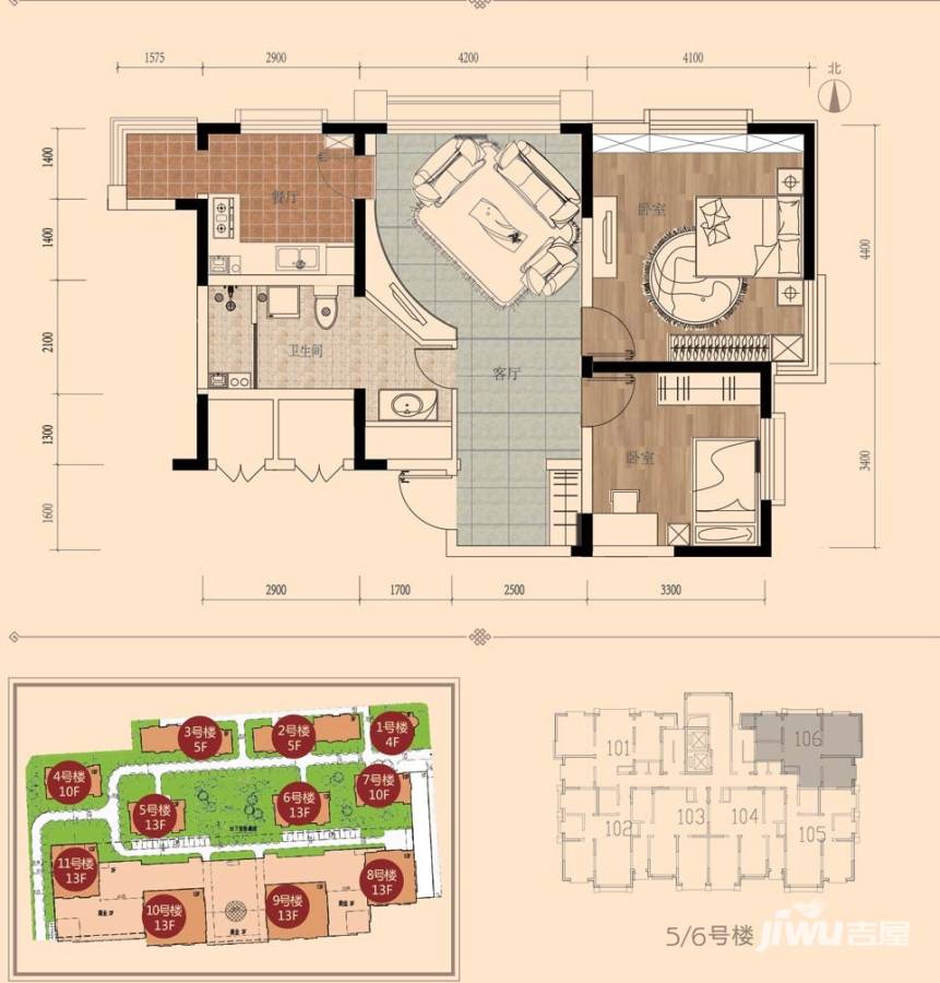 富贾花园普通住宅91㎡户型图