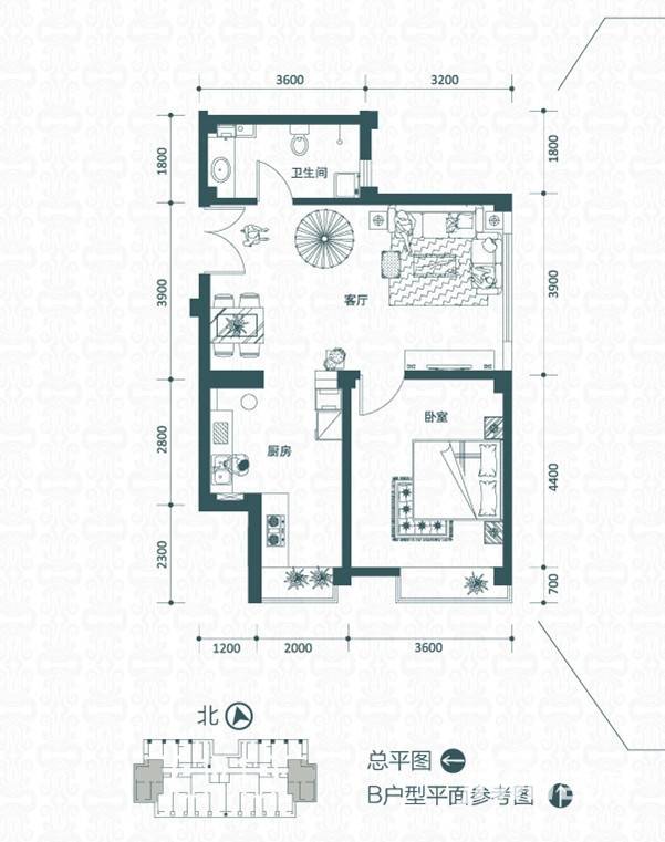 绿岛公寓1室1厅1卫户型图