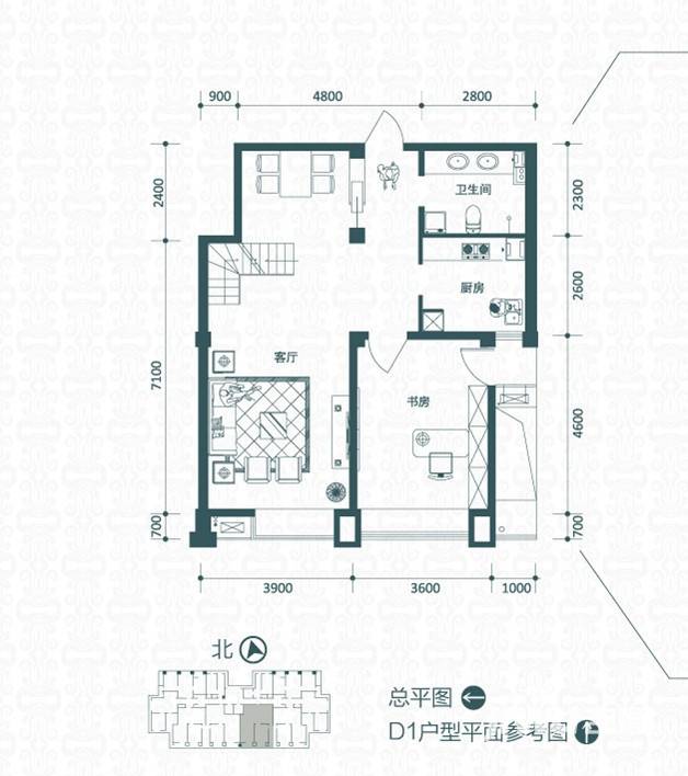 绿岛公寓1室1厅1卫户型图