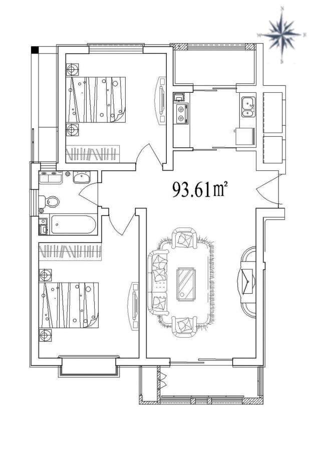 和骏新家园普通住宅93.6㎡户型图