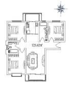 和骏新家园3室2厅1卫125.6㎡户型图