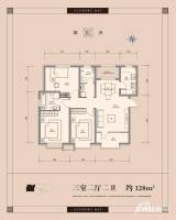 招商雍景湾3室2厅2卫128㎡户型图