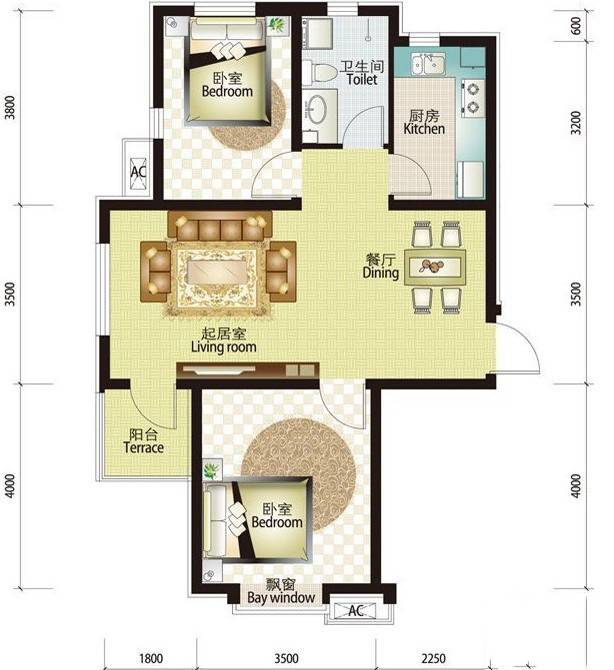 海泰海港花园海泰海港花园户型图 两室两厅一卫