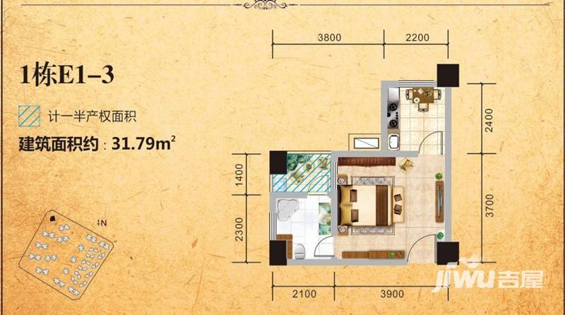 金信·世纪锦源普通住宅31.8㎡户型图