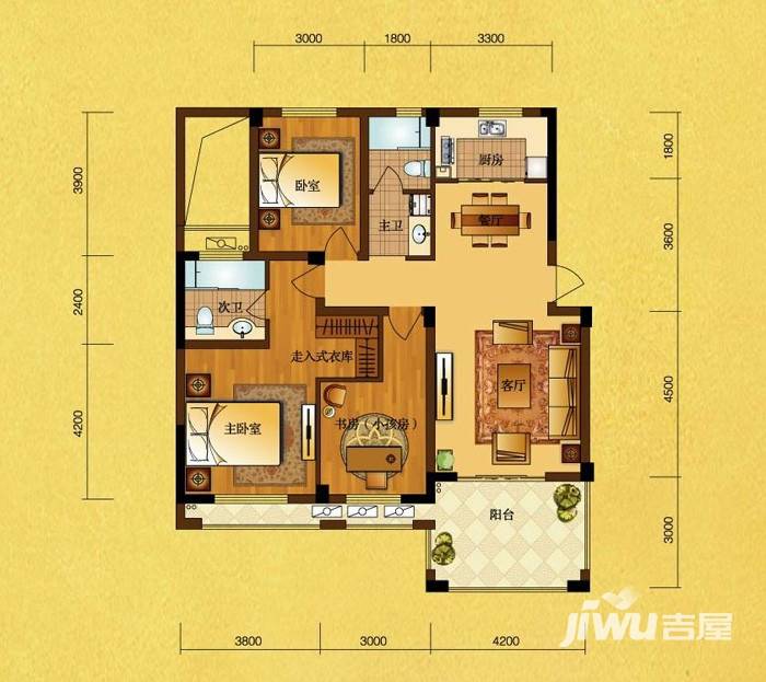 顺发泽润园3室2厅2卫129㎡户型图