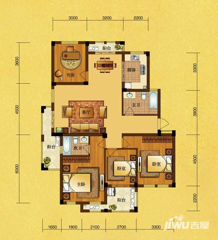 顺发泽润园4室2厅2卫137㎡户型图