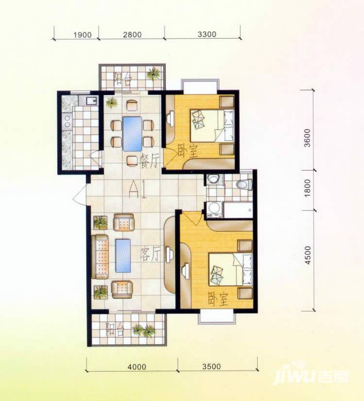 西都绿洲普通住宅90㎡户型图