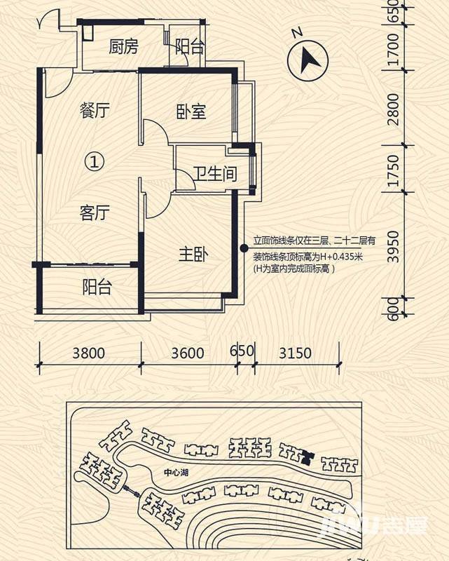 恒大银湖城普通住宅88.5㎡户型图