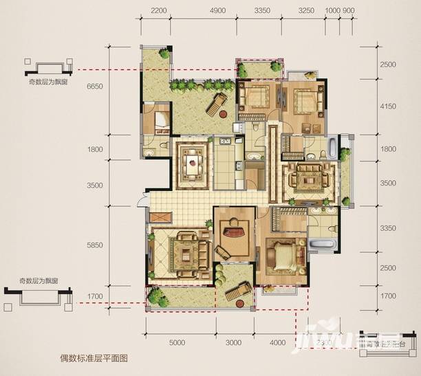 卧龙五洲世纪城普通住宅244㎡户型图