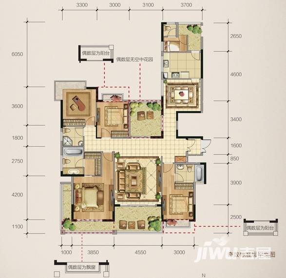 卧龙五洲世纪城普通住宅181㎡户型图