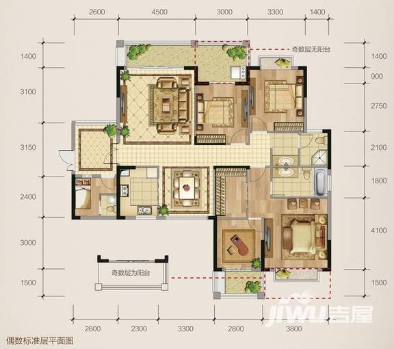 卧龙五洲世纪城普通住宅162㎡户型图