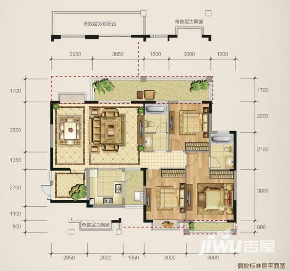 卧龙五洲世纪城普通住宅142㎡户型图