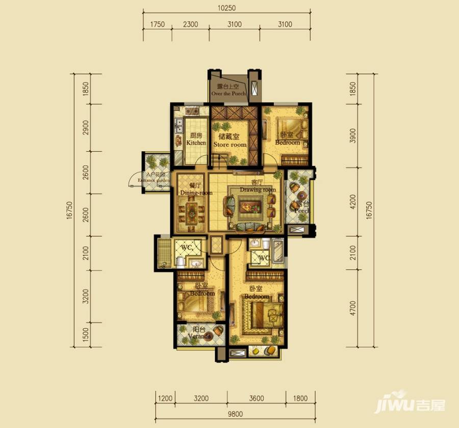 翰林世家4室2厅2卫133㎡户型图