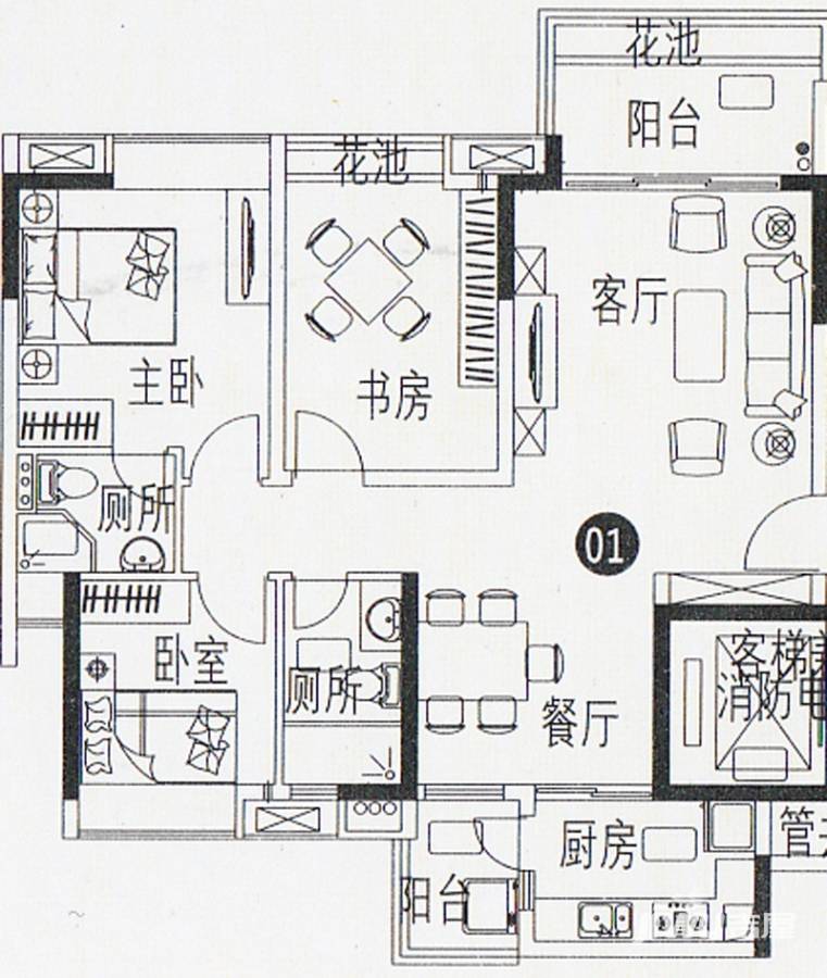 巴厘天地上苑普通住宅98.4㎡户型图