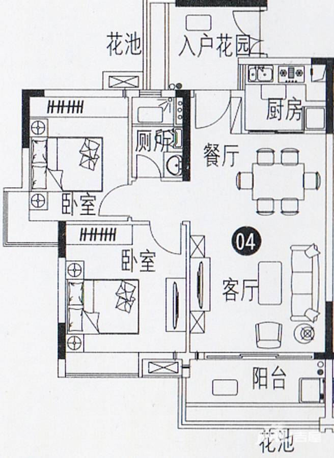 巴厘天地上苑普通住宅80.6㎡户型图