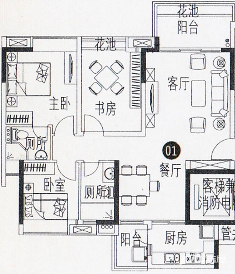 巴厘天地上苑普通住宅98.4㎡户型图