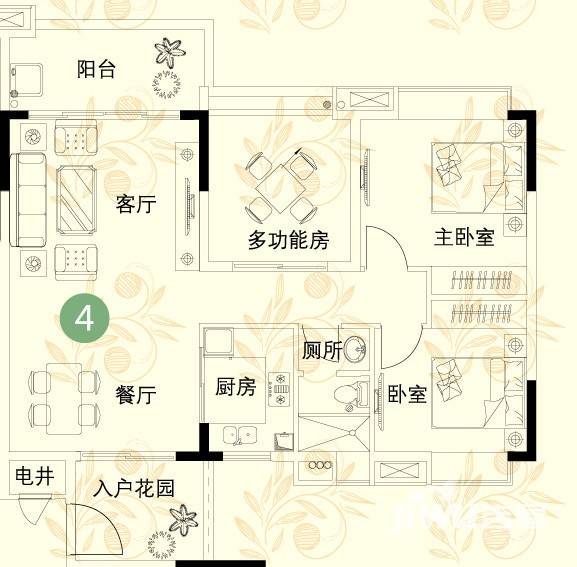 巴厘天地上苑3室2厅1卫100.5㎡户型图