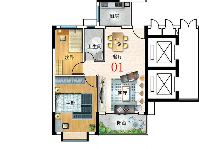 金泽惠百氏2室2厅1卫户型图