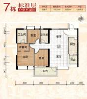 越秀·岭南雅筑3室2厅0卫116㎡户型图