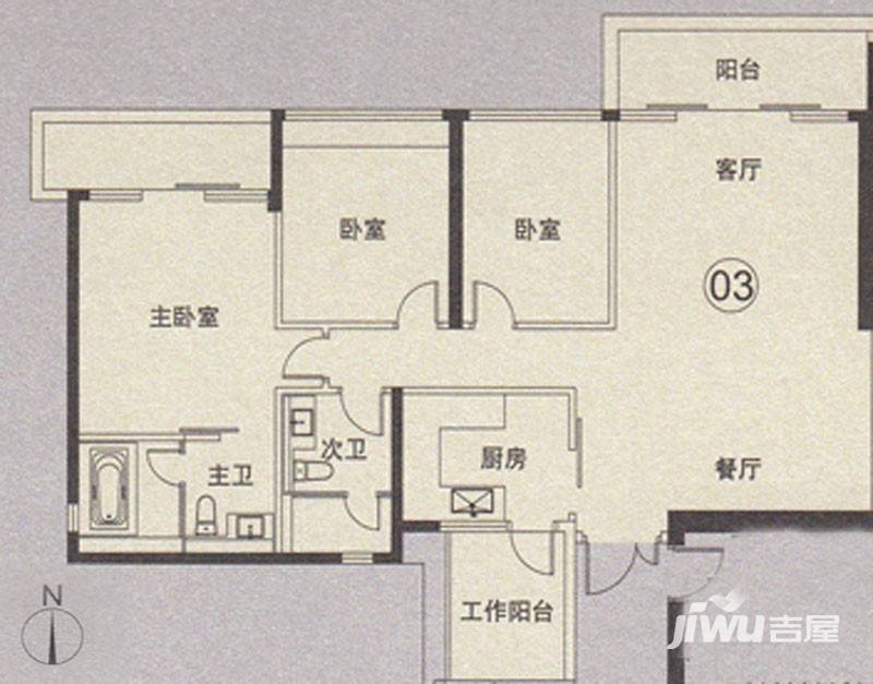 峻林3室2厅2卫158㎡户型图