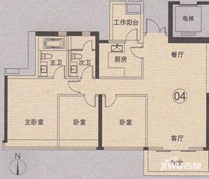 峻林3室2厅2卫139㎡户型图