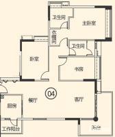 越秀·可逸江畔(商用)3室2厅2卫143㎡户型图