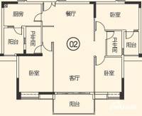 越秀·可逸江畔(商用)3室2厅2卫131㎡户型图