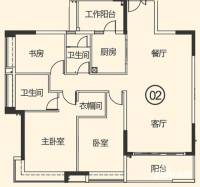 越秀·可逸江畔(商用)3室2厅2卫138㎡户型图
