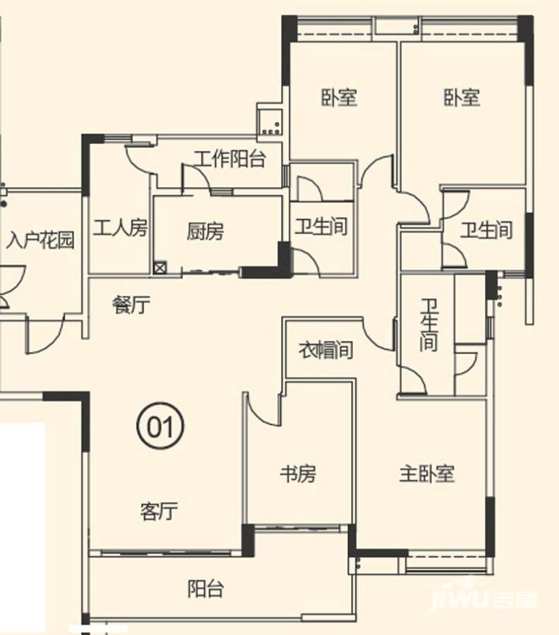 越秀·可逸江畔(商用)5室2厅3卫198㎡户型图