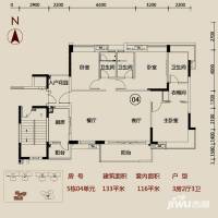 越秀·可逸江畔(商用)3室2厅3卫143㎡户型图