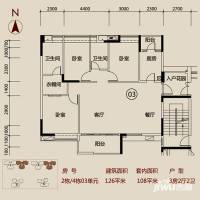 越秀·可逸江畔(商用)3室2厅2卫136㎡户型图