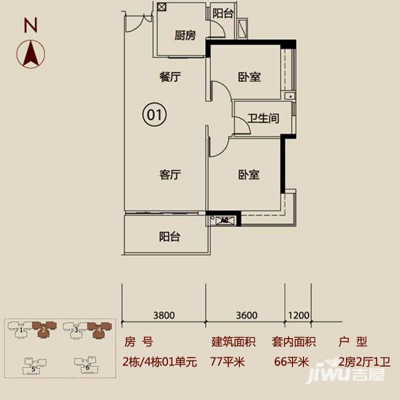 越秀·可逸江畔(商用)普通住宅82㎡户型图