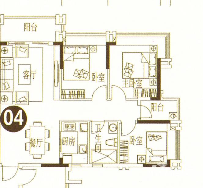 东城华庭普通住宅98.7㎡户型图