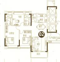 东城华庭3室2厅2卫123.7㎡户型图