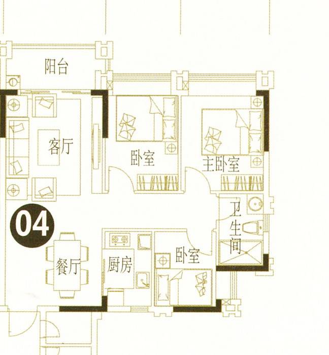 东城华庭普通住宅86.9㎡户型图