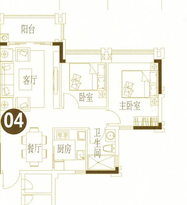 东城华庭普通住宅77.2㎡户型图