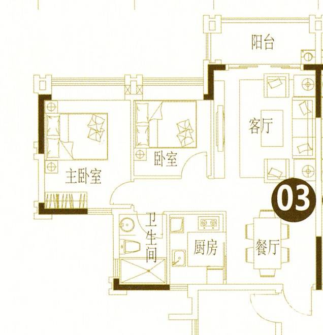 东城华庭普通住宅77.2㎡户型图