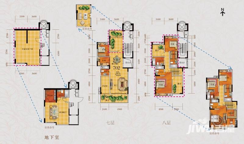 豪进山湖珺璟4室2厅4卫197.4㎡户型图