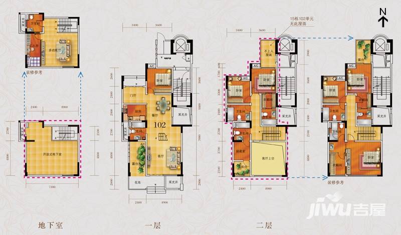 豪进山湖珺璟3室2厅4卫207.6㎡户型图