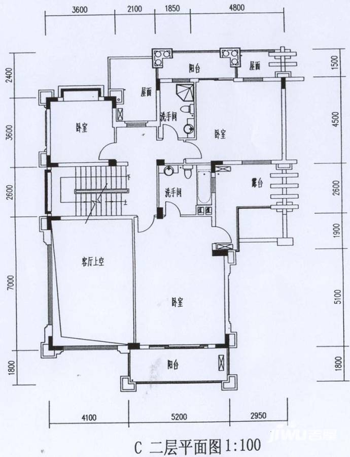 欧亚山庄2室1厅3卫户型图