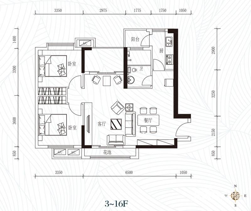 云山名都普通住宅86㎡户型图