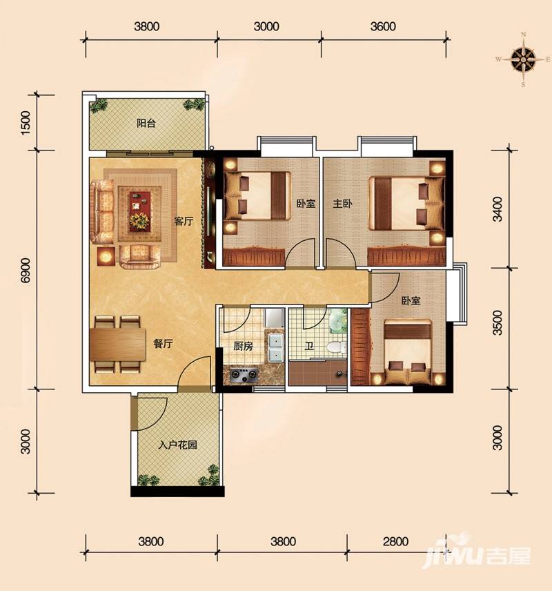 云山名都普通住宅95㎡户型图