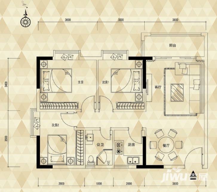 云山名都普通住宅91㎡户型图