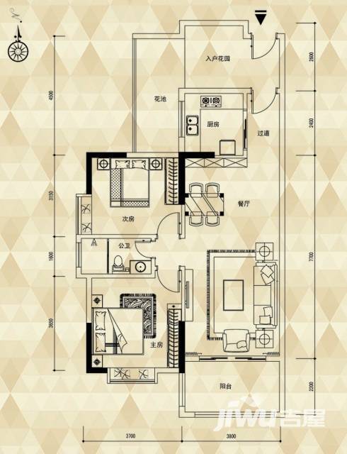 云山名都普通住宅94㎡户型图