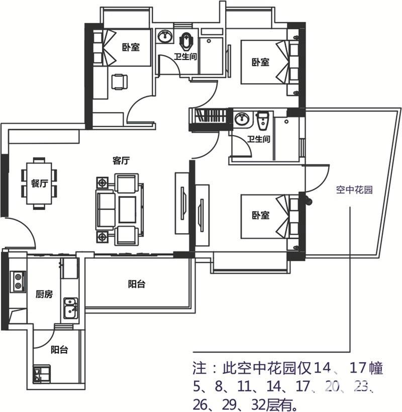 金泽豪庭3室2厅2卫户型图